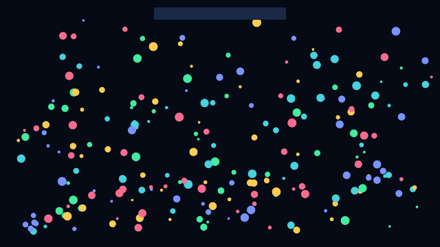 Deterministic confetti emitter preview with particle colors